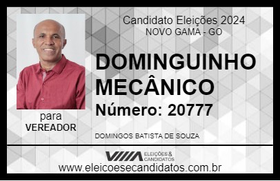 Candidato DOMINGUINHO MECÂNICO 2024 - NOVO GAMA - Eleições