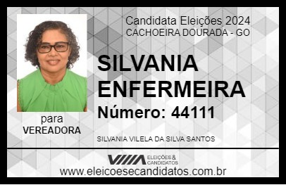 Candidato SILVANIA ENFERMEIRA 2024 - CACHOEIRA DOURADA - Eleições