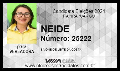 Candidato NEIDE 2024 - ITAPIRAPUÃ - Eleições