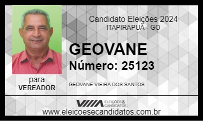 Candidato GEOVANE 2024 - ITAPIRAPUÃ - Eleições