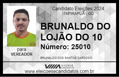 Candidato BRUNALDO DO LOJÃO DO 10 2024 - ITAPIRAPUÃ - Eleições