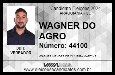 Candidato WAGNER DO AGRO 2024 - ARAGOIÂNIA - Eleições