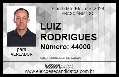 Candidato LUIZ RODRIGUES 2024 - ARAGOIÂNIA - Eleições