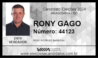 Candidato RONY GAGO 2024 - ARAGOIÂNIA - Eleições