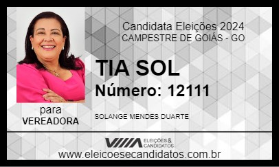 Candidato TIA SOL 2024 - CAMPESTRE DE GOIÁS - Eleições