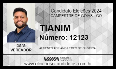 Candidato TIANIM 2024 - CAMPESTRE DE GOIÁS - Eleições