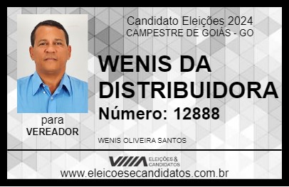 Candidato WENIS DA DISTRIBUIDORA 2024 - CAMPESTRE DE GOIÁS - Eleições