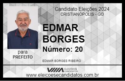 Candidato EDMAR BORGES 2024 - CRISTIANÓPOLIS - Eleições