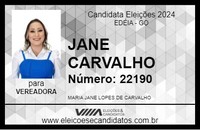 Candidato JANE CARVALHO 2024 - EDÉIA - Eleições