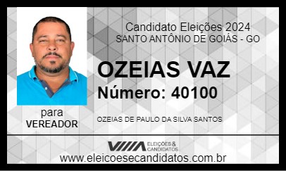 Candidato OZEIAS VAZ 2024 - SANTO ANTÔNIO DE GOIÁS - Eleições