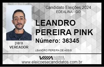 Candidato LEANDRO PEREIRA PINK 2024 - EDEALINA - Eleições