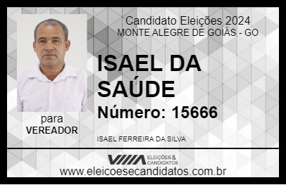 Candidato ISAEL DA SAÚDE 2024 - MONTE ALEGRE DE GOIÁS - Eleições