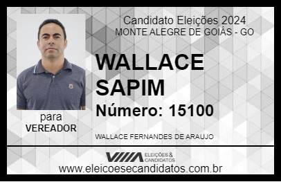 Candidato WALLACE SAPIM 2024 - MONTE ALEGRE DE GOIÁS - Eleições