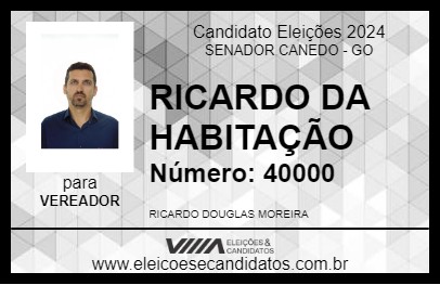 Candidato RICARDO DA HABITAÇÃO 2024 - SENADOR CANEDO - Eleições