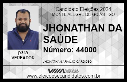 Candidato JHONATHAN DA SAÚDE 2024 - MONTE ALEGRE DE GOIÁS - Eleições