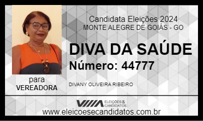 Candidato DIVA DA SAÚDE 2024 - MONTE ALEGRE DE GOIÁS - Eleições