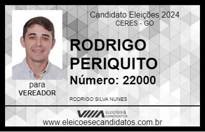 Candidato RODRIGO PERIQUITO 2024 - CERES - Eleições