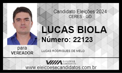 Candidato LUCAS BIOLA 2024 - CERES - Eleições