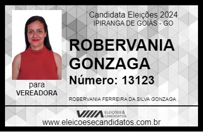 Candidato ROBERVANIA GONZAGA 2024 - IPIRANGA DE GOIÁS - Eleições