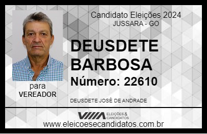 Candidato DEUSDETE BARBOSA 2024 - JUSSARA - Eleições