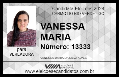 Candidato VANESSA MARIA 2024 - CARMO DO RIO VERDE - Eleições