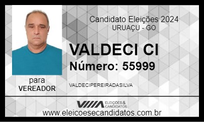 Candidato VALDECI CI 2024 - URUAÇU - Eleições