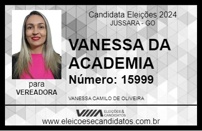 Candidato VANESSA DA ACADEMIA 2024 - JUSSARA - Eleições