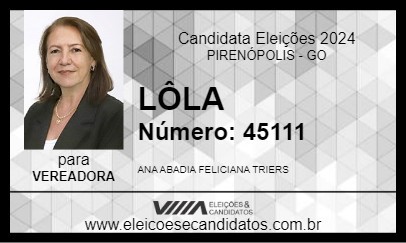 Candidato LÔLA 2024 - PIRENÓPOLIS - Eleições