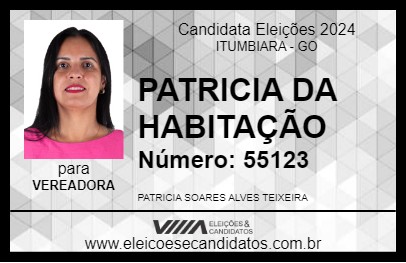 Candidato PATRICIA DA HABITAÇÃO 2024 - ITUMBIARA - Eleições