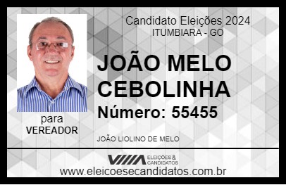 Candidato JOÃO MELO CEBOLINHA 2024 - ITUMBIARA - Eleições