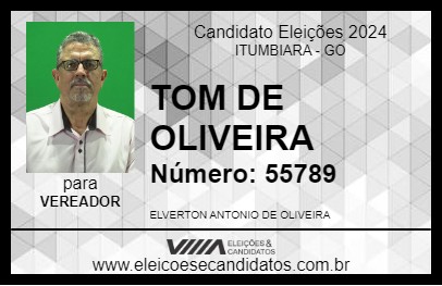 Candidato TOM DE OLIVEIRA 2024 - ITUMBIARA - Eleições