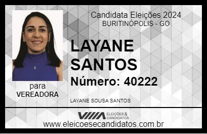 Candidato LAYANE SANTOS 2024 - BURITINÓPOLIS - Eleições