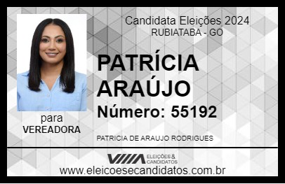 Candidato PATRÍCIA ARAÚJO 2024 - RUBIATABA - Eleições