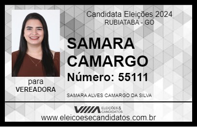 Candidato SAMARA CAMARGO 2024 - RUBIATABA - Eleições