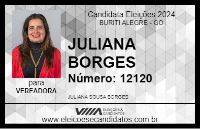 Candidato JULIANA BORGES 2024 - BURITI ALEGRE - Eleições