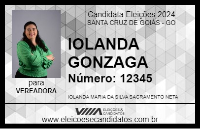 Candidato IOLANDA GONZAGA 2024 - SANTA CRUZ DE GOIÁS - Eleições