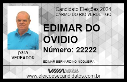 Candidato EDIMAR DO OVIDIO 2024 - CARMO DO RIO VERDE - Eleições