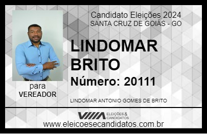 Candidato LINDOMAR BRITO 2024 - SANTA CRUZ DE GOIÁS - Eleições