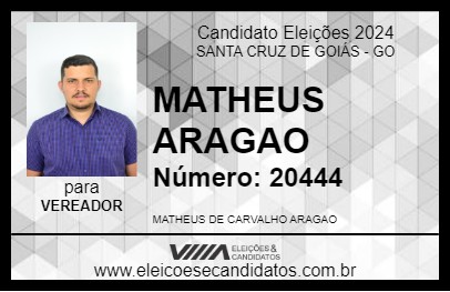 Candidato MATHEUS ARAGAO 2024 - SANTA CRUZ DE GOIÁS - Eleições