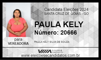 Candidato PAULA KELY 2024 - SANTA CRUZ DE GOIÁS - Eleições