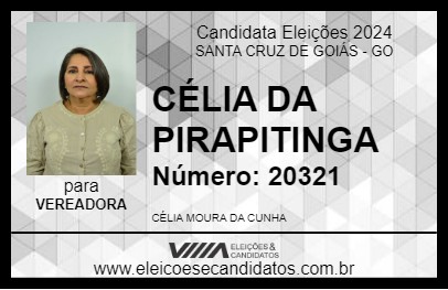 Candidato CÉLIA DA PIRAPITINGA 2024 - SANTA CRUZ DE GOIÁS - Eleições