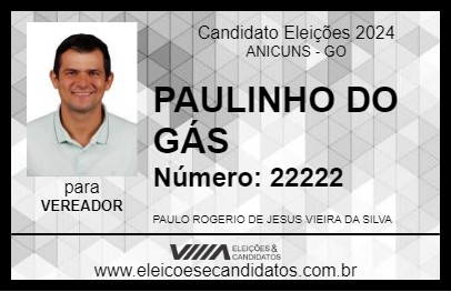 Candidato PAULINHO DO GÁS 2024 - ANICUNS - Eleições