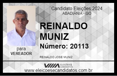 Candidato REINALDO MUNIZ 2024 - ABADIÂNIA - Eleições