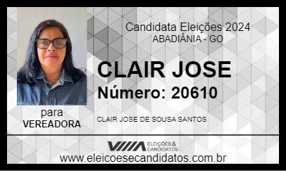 Candidato CLAIR JOSE 2024 - ABADIÂNIA - Eleições