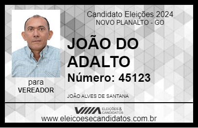 Candidato JOÃO DO ADALTO 2024 - NOVO PLANALTO - Eleições