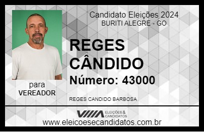 Candidato REGES CÂNDIDO 2024 - BURITI ALEGRE - Eleições