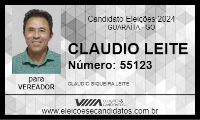 Candidato CLAUDIO LEITE 2024 - GUARAÍTA - Eleições