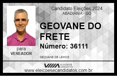 Candidato GEOVANE DO FRETE 2024 - ABADIÂNIA - Eleições