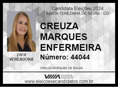 Candidato CREUZA MARQUES ENFERMEIRA 2024 - SANTA TEREZINHA DE GOIÁS - Eleições