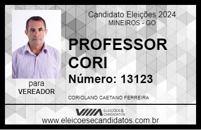 Candidato PROFESSOR CORI 2024 - MINEIROS - Eleições